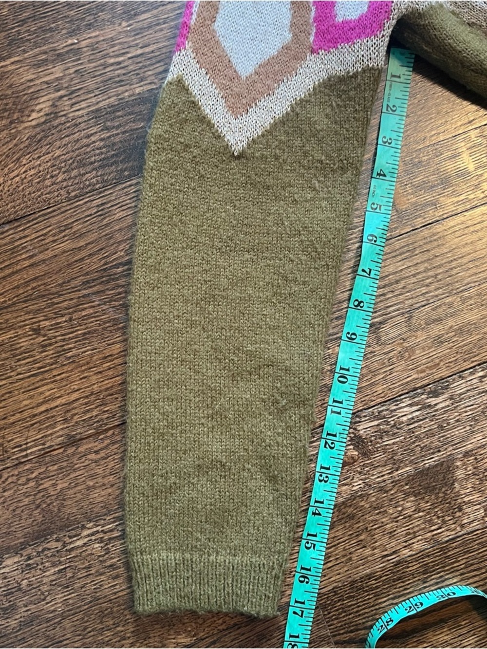 La Maille Suzane green with pattern cardigan sweater size large - Picture 10 of 11